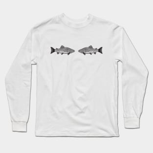 Brown Trout in Love - cute and fun fish design - light colors Long Sleeve T-Shirt